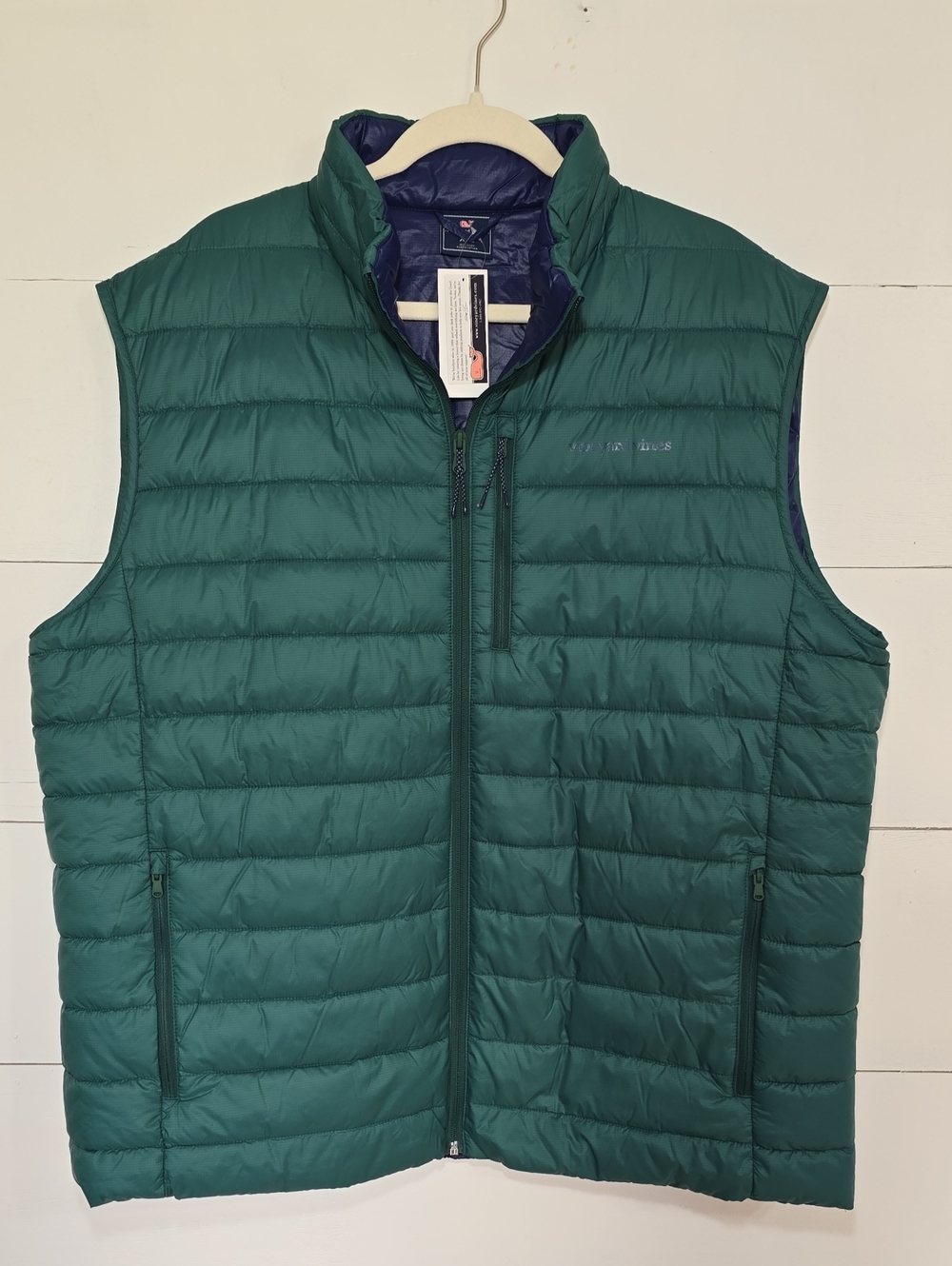 NWT Vineyard Vines Mens Lightweight Packable Puffer Vest Green Navy XXL